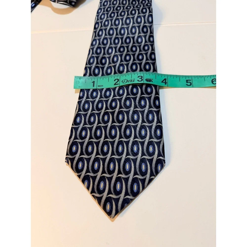 Jos. A. Bank Silk‎ Necktie Navy Silver Geometric Executive Collection Tie